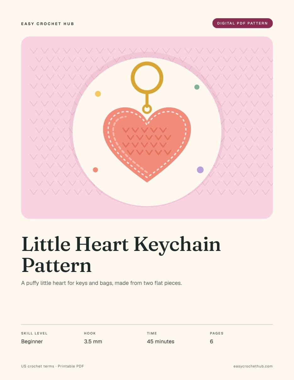 Page 1 of the Little Heart Keychain Pattern PDF: Cover