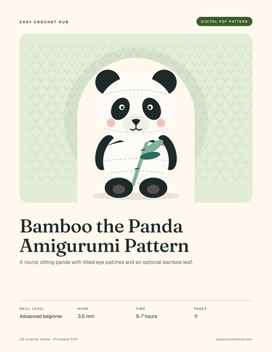 Page 1 of the Bamboo the Panda Amigurumi Pattern PDF: Cover